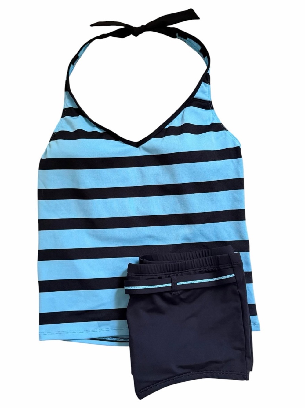 Nautica Sky Blue and Black Halter Tankini Swimsuit Set Size 8 - Picture 8 of 8